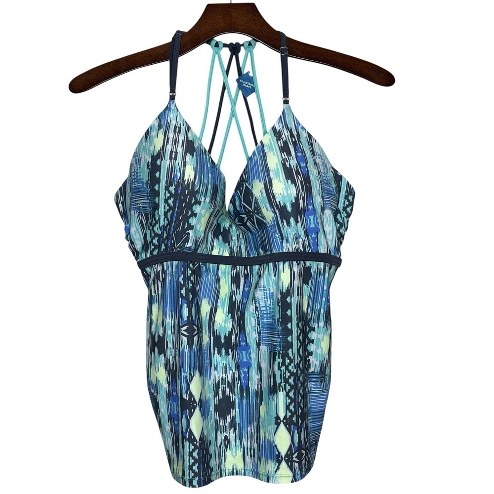 NWT Free Country Women's Tankini Top Molded Cup Size XXL Strappy Back UPF